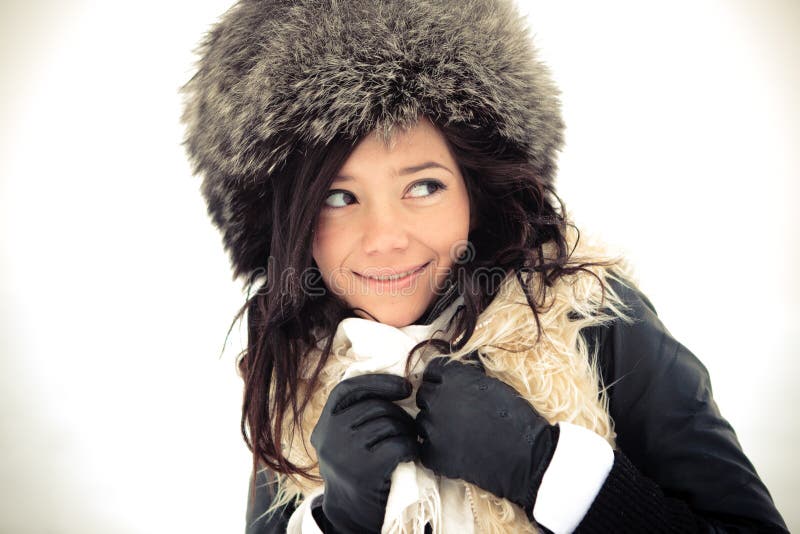 Smiling girl in winter hat stock photo. Image of ethnicity 17806402