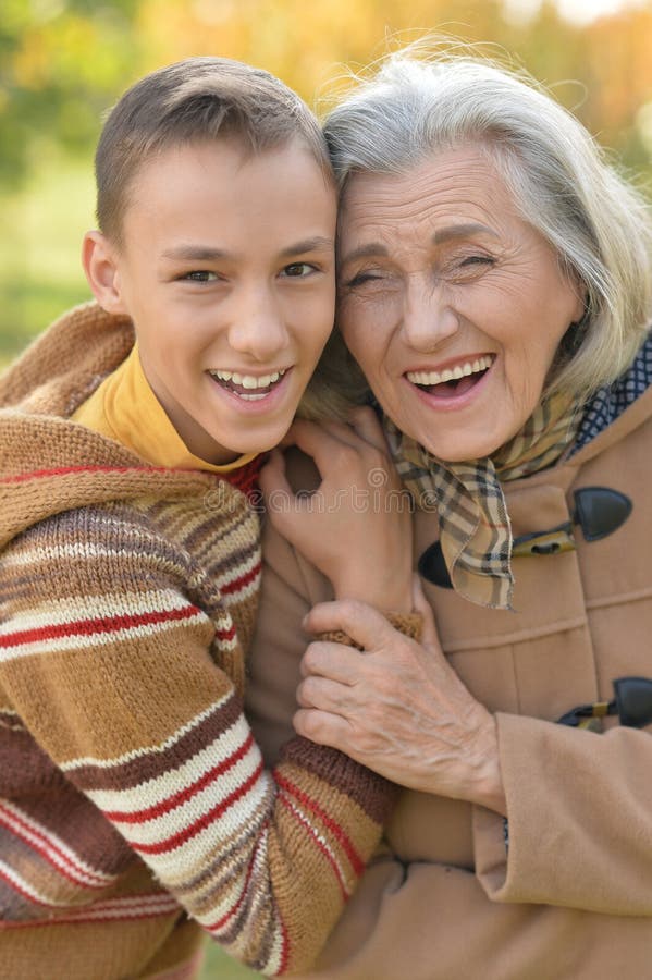 Smiling grandmother with grandson royalty free stock images Smiling grandmother with grandson royalty free stock images