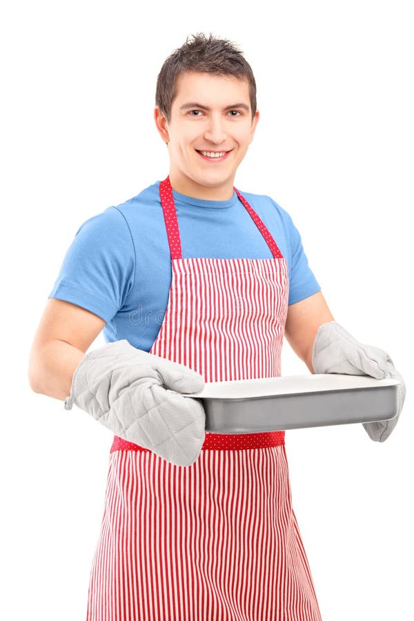 Smiling Guy Wearing Cooking Mittens And Apron Stock Image Image 29114795
