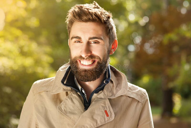 Smiling Handsome Young Man Outdoor. Stock Photo - Image of enjoying ...