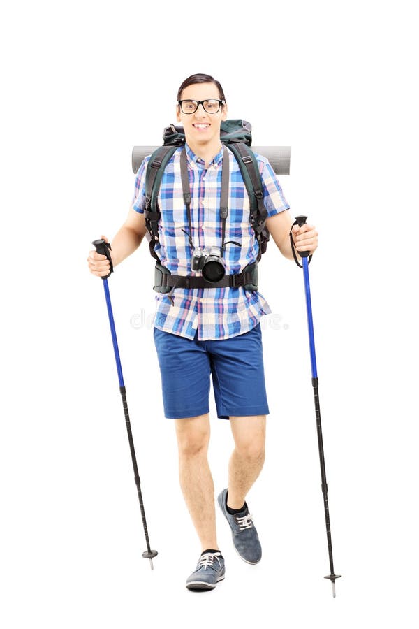 Smiling hiker with map stock image. Image of luggage - 11162803