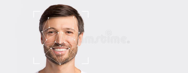 Facial recognition technology for identification in isolated environments royalty free stock photography