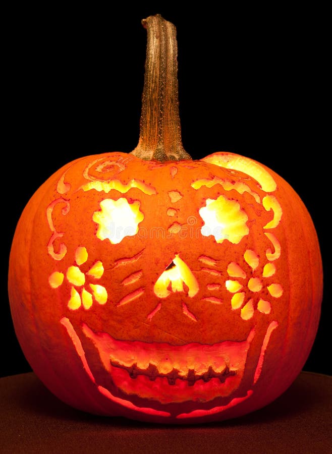 Smiling Jack O Lantern with Candle Lit. Stock Image Image of season