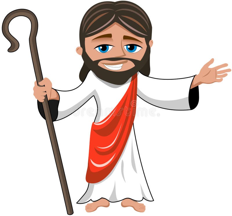 Smiling Jesus Christ Open Hand Stick Isolated Stock Vector ...