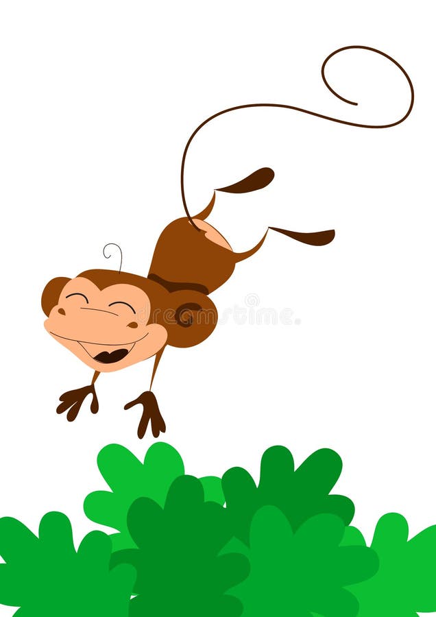 Smiling jumping cartoon monkey