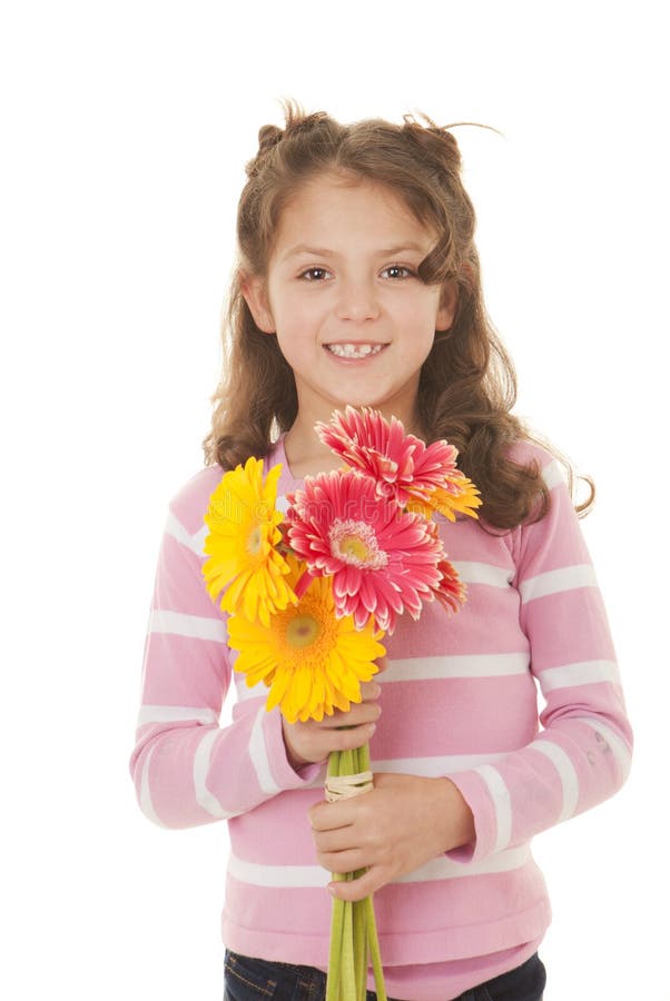Kid gift of flowers stock image Kid gift of flowers stock image