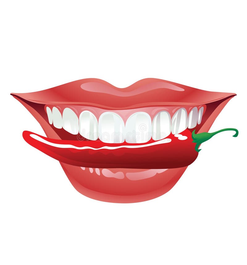 Illustration of Woman Lips with Chili Pepper Stock Vector