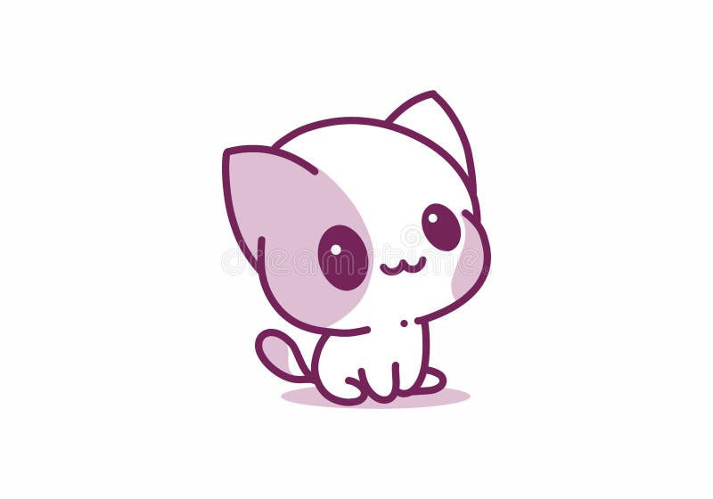 Smiling Little Cute Cat Kawaii Illustration Stock Vector - Illustration of  domestic, kids: 211320896