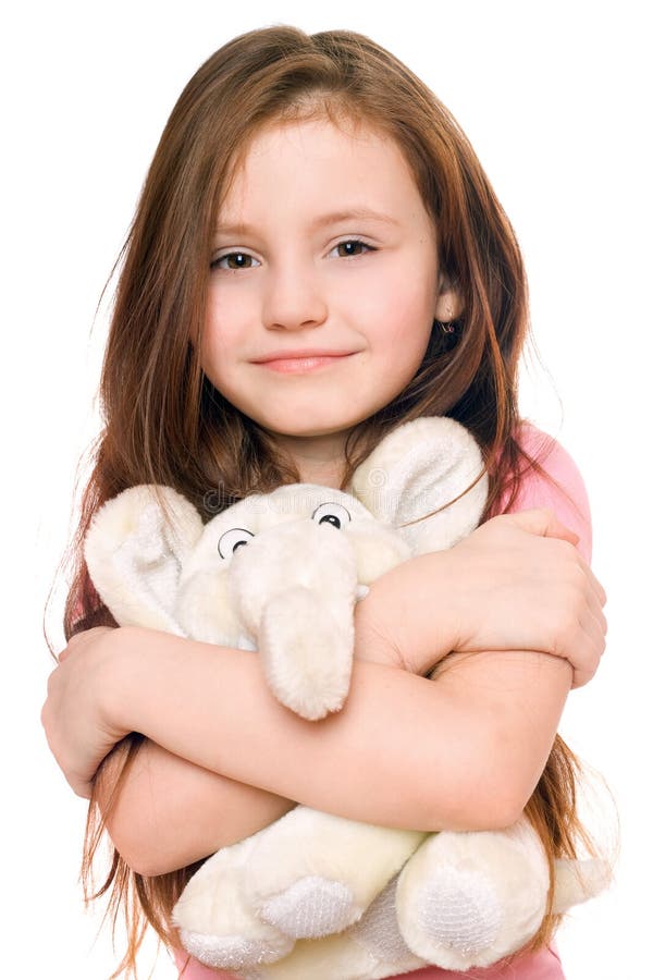 Smiling Little Girl with a Teddy Elephant Stock Image - Image of play ...