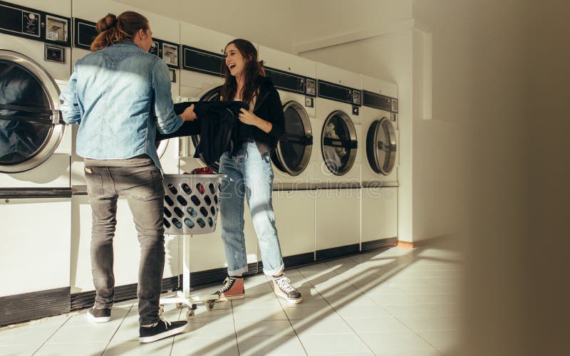Intimate Couple Standing In Laundry Room Stock Image Image Of Couple Together 126946367