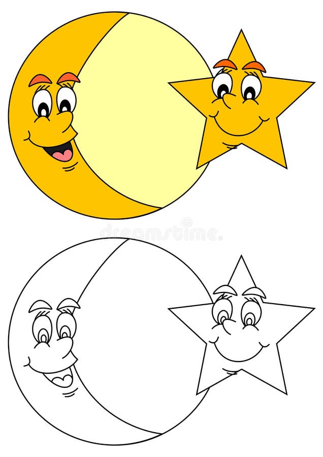 Smiling moon with star