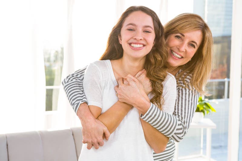 Smiling Mother and Daughter Stock Image - Image of enjoying, happy ...