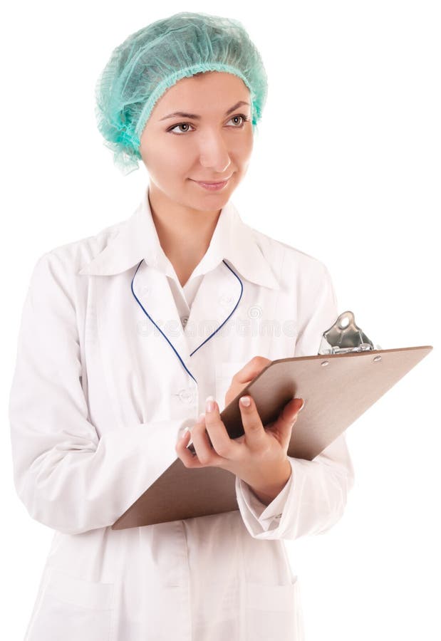 Carefree nurse in gloves stock image. Image of doctor 23227067
