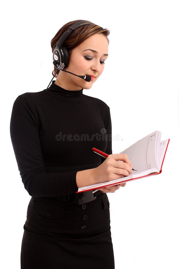 Smiling operator woman in a call center