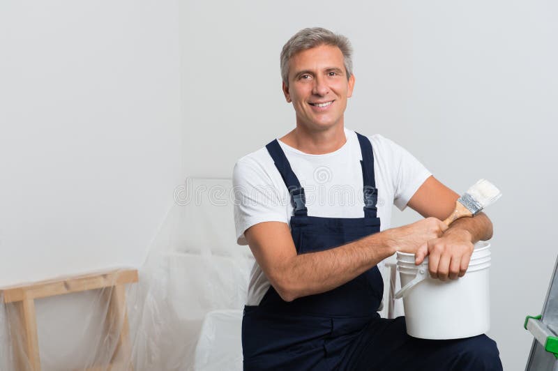 Smiling Painter stock photo