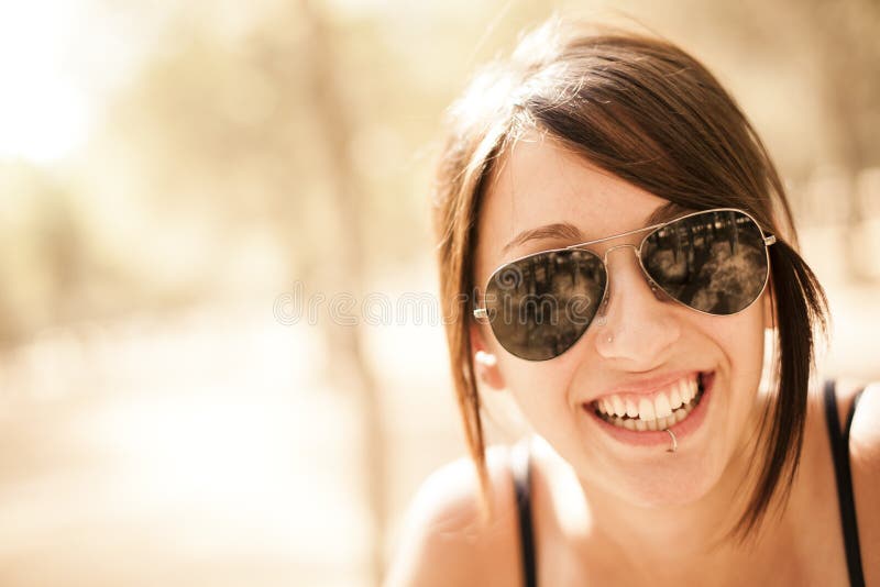 Smiling pierced girl