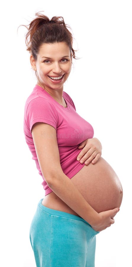 Smiling pregnant woman.