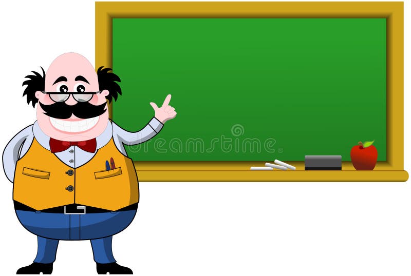 Smiling Professor Indicating Blank Blackboard royalty free illustration Smiling Professor Indicating Blank Blackboard royalty free illustration
