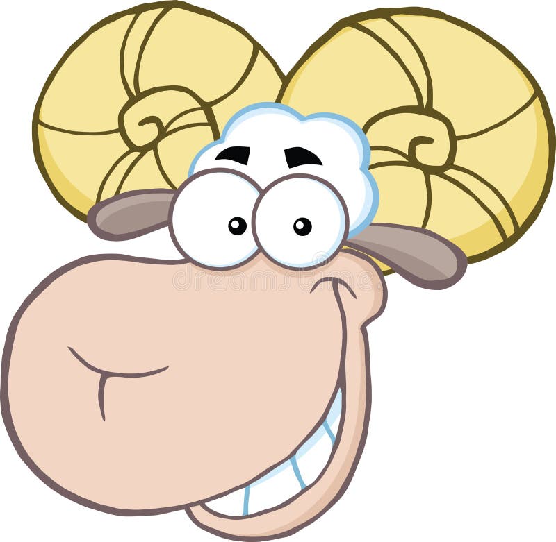 Smiling Ram Sheep Head Cartoon Mascot Character