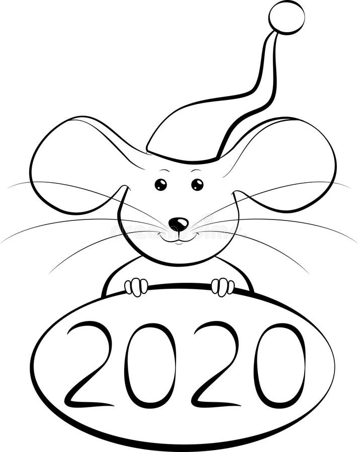 Smiling Rat in Christmas Winter Hat Vector Illustration New Year Symbol ...