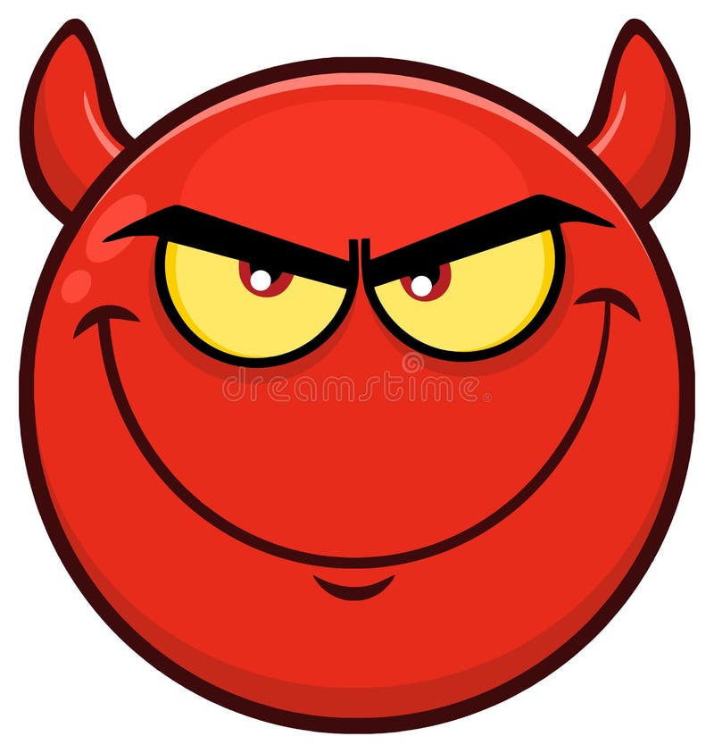 Smiling Red Cartoon Smiley Face Character with Evil Expressions Stock ...