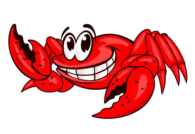 Smiling red sea crab with claws. Vector illustration. Smiling red sea crab with claws. Vector illustration