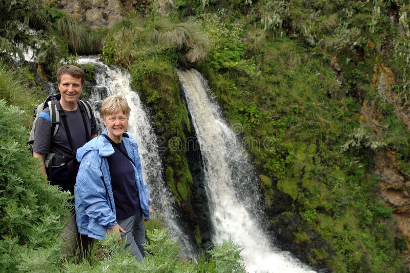 Smiling retired couple on holiday