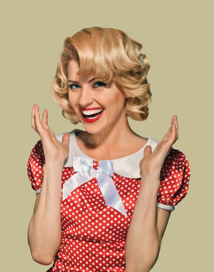 Smiling retro pinup woman stock image. Image of hairstyle - 55878791