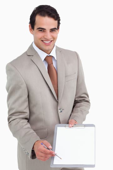 Smiling Salesman Asking For Signature Stock Photo Image Of Executive Reporting 23014996