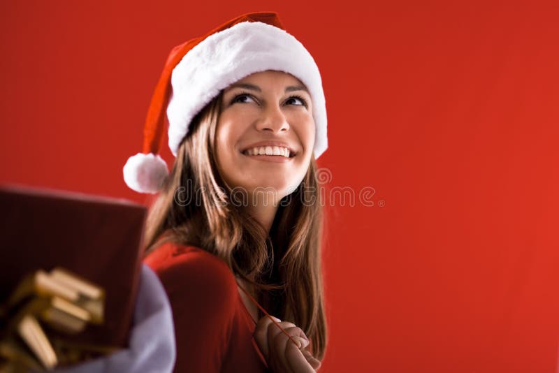 Smiling Santa Girl with gifts