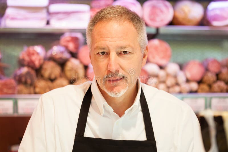 Smiling shopkeeper stock photo. Image of italian, cold 29018488