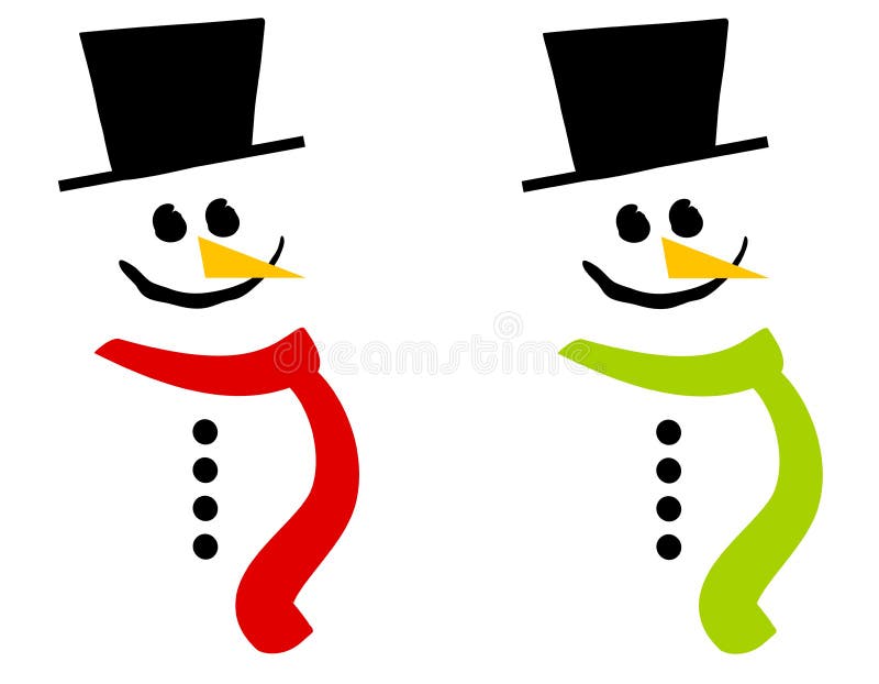 A clip art illustration of ayour choice of 2 snowmen wearing scarves and hats isolated on white. A clip art illustration of ayour choice of 2 snowmen wearing scarves and hats isolated on white