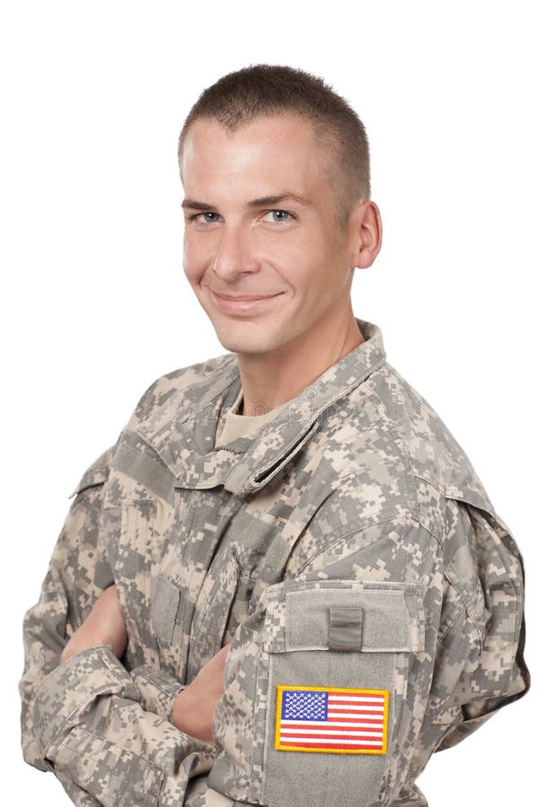 Smiling Serviceman Holds Money Stock Image - Image of happy, dollar