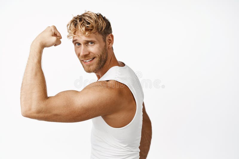 Man Sportsman Flex Arm with Fist Stock Photo - Image of concept,  background: 106325578