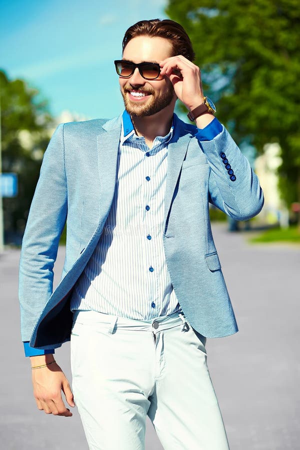 Smiling Stylish Handsome Man in Suit in the Street Stock Image - Image ...
