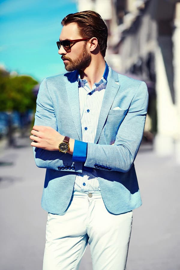 Smiling Stylish Handsome Man in Suit in the Street Stock Image - Image ...