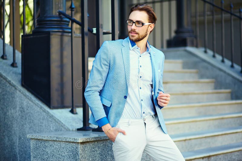 Smiling Stylish Handsome Man in Suit in the Street Stock Image - Image ...