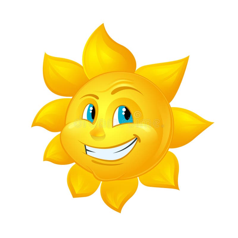 Smiling Sun Cartoon Character isolated on white background