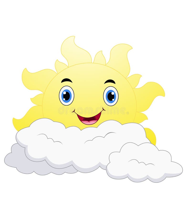 Happy Cartoon Yellow Sun Character Smiling Stock Vector - Illustration ...