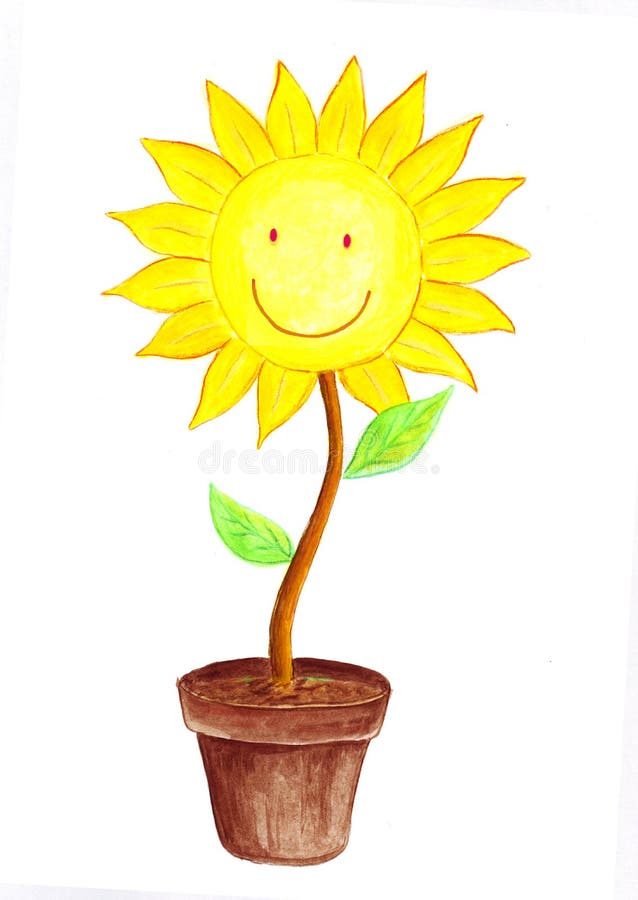 Smiling Sun Flower water color