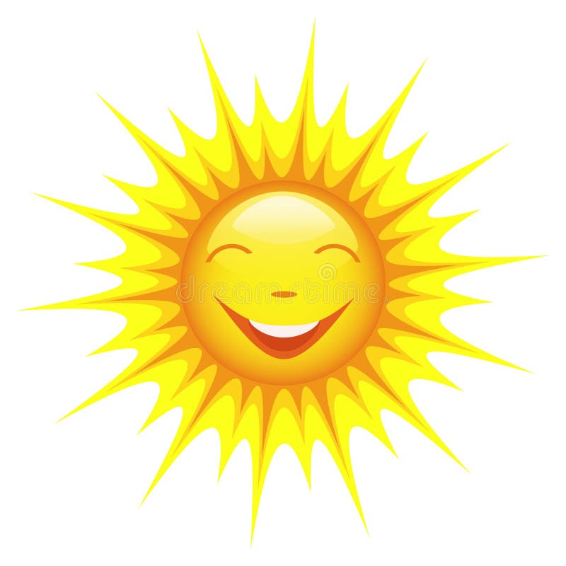 Smiling Sun Isolated On White Background Stock Vector Illustration Of