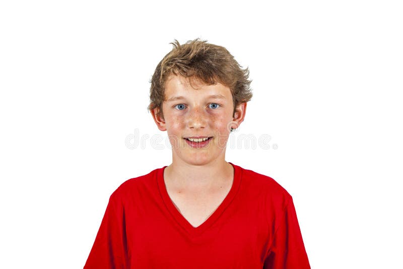 Smiling teen boy isolated on white