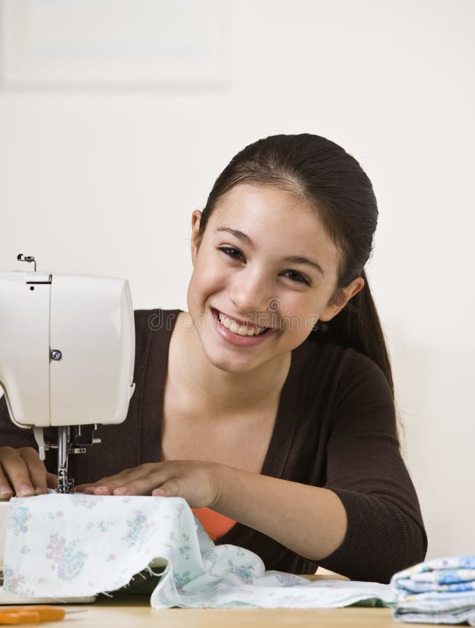 Beautiful Girl Sewing stock photo. Image of sewing, peaceful 10320684