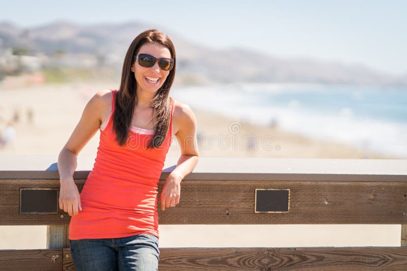 Smiling Woman at Beach stock photography Smiling Woman at Beach stock photography