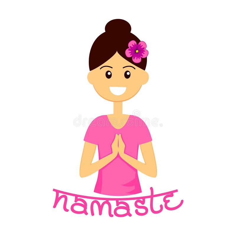 Smiling Woman Character with Welcome Gesture of Hands. Namaste Mudra. Stock  Vector - Illustration of lady, indian: 192798883