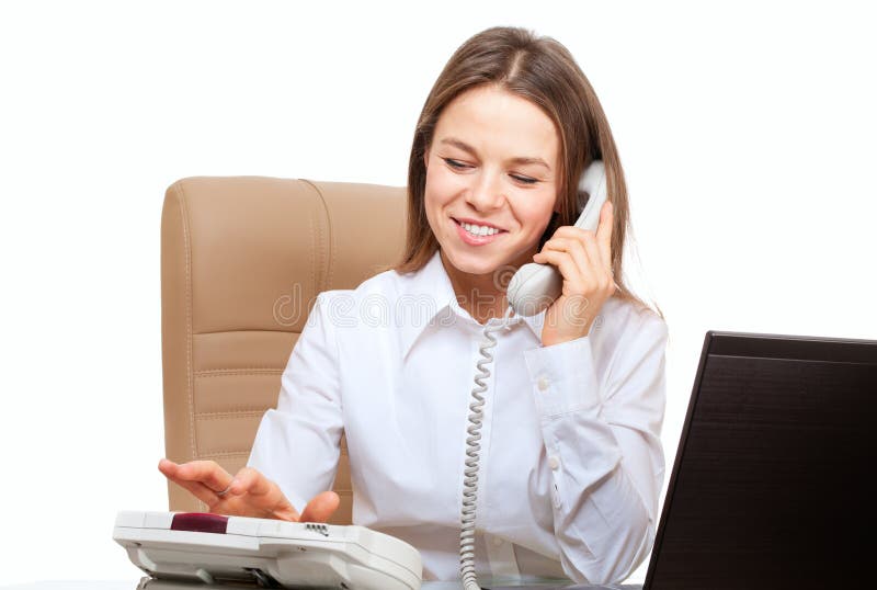 Smiling woman dial phone