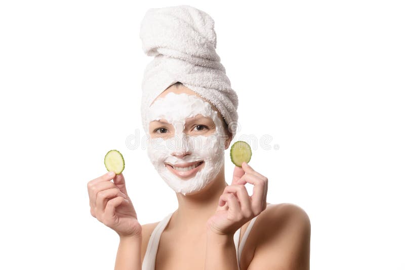 Smiling woman in a face mask stock photos Smiling woman in a face mask stock photos