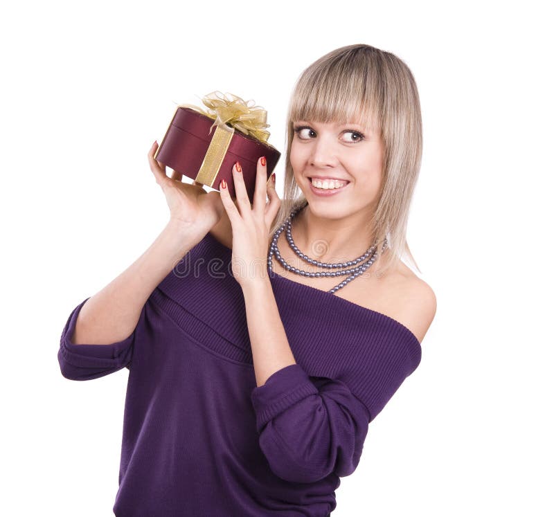 Smiling woman with gift