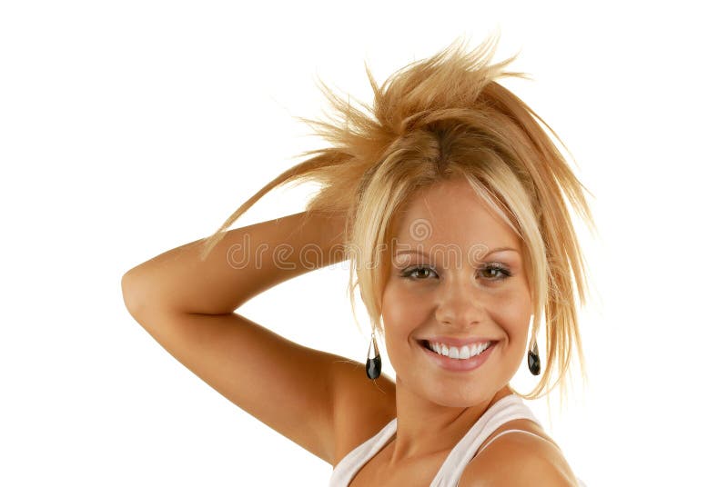 Smiling woman mouth with great white teeth