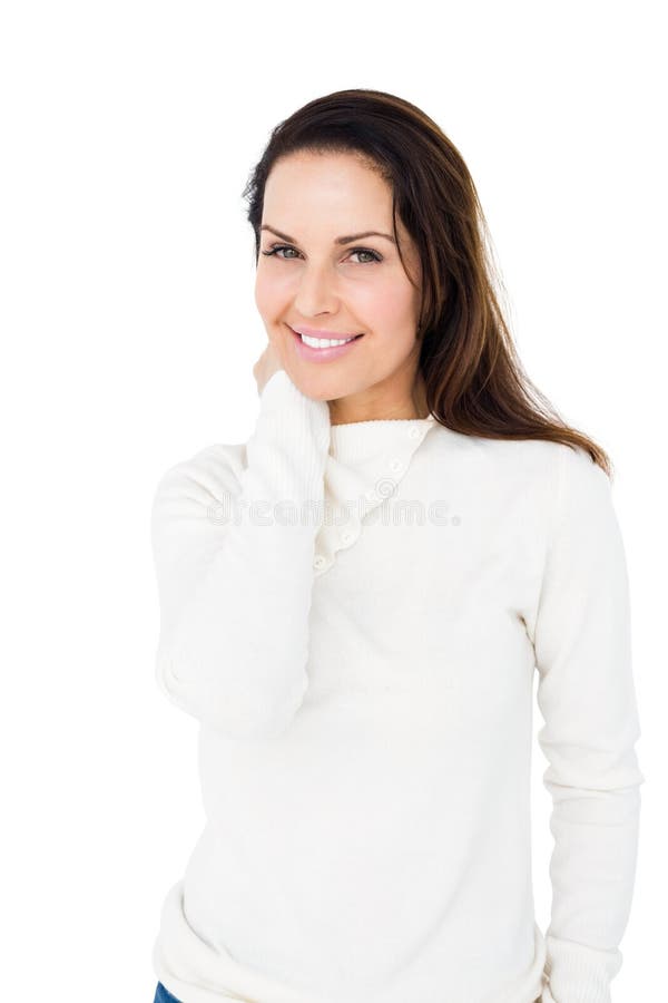 Smiling woman posing naturally on white background. Cut smiling stock images, royalty-free photos and pictures